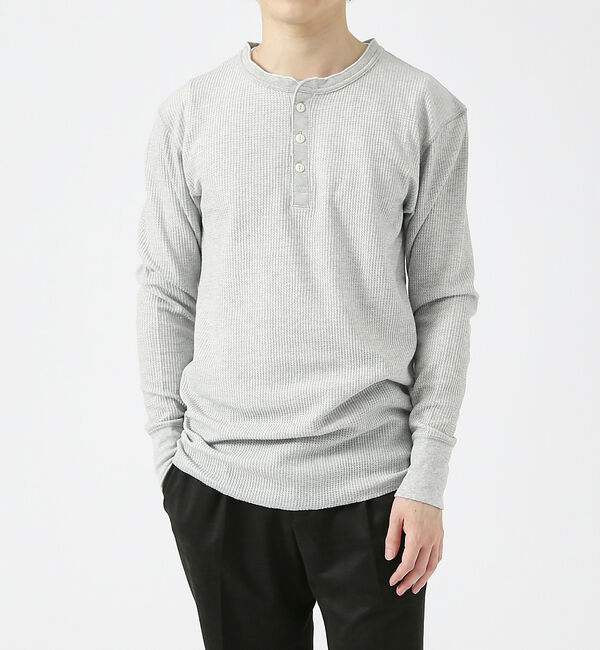 ABAHOUSE「【JEMORGAN/ジェーイーモーガン】ワッフル ヘンリーネック ロングスリーブ」|Tシャツ・カットソー|グレー