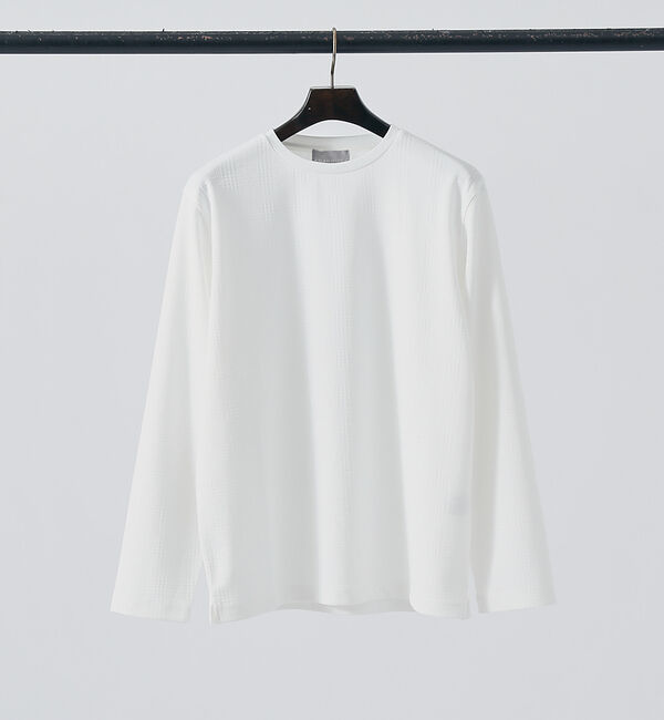 ABAHOUSE「【チェック柄】ジャガード クルーネック 長袖 Tシャツ」|Tシャツ・カットソー|ホワイト