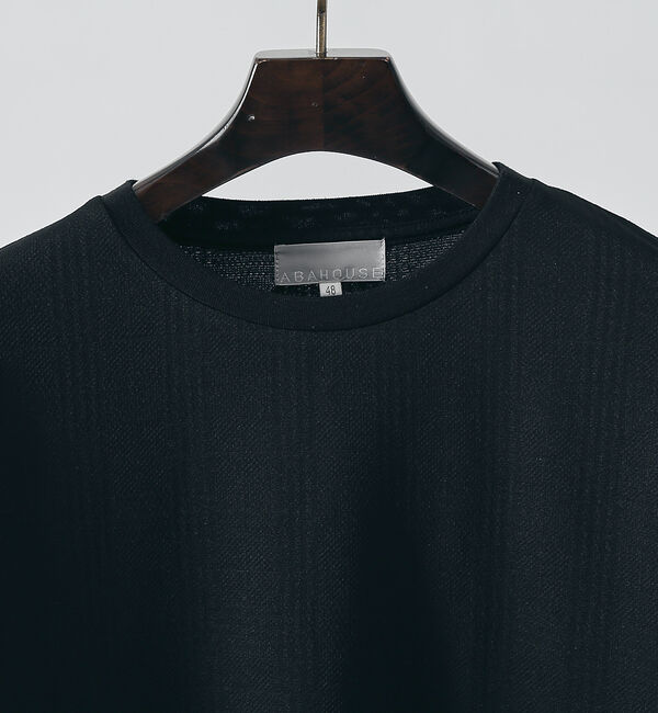 ABAHOUSE「【チェック柄】ジャガード クルーネック 長袖 Tシャツ」|Tシャツ・カットソー|