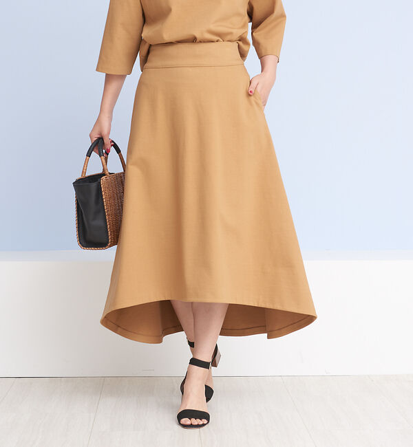 Rouge vif「カットロングフレアスカート」|スカート|キャメル