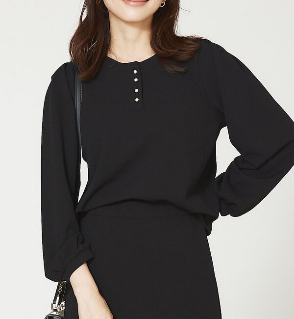 abahouse mavie「カットジョーゼット2WAYブラウス」|Tシャツ・カットソー|ブラック