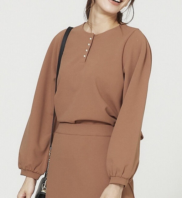 abahouse mavie「カットジョーゼット2WAYブラウス」|Tシャツ・カットソー|ブラウン