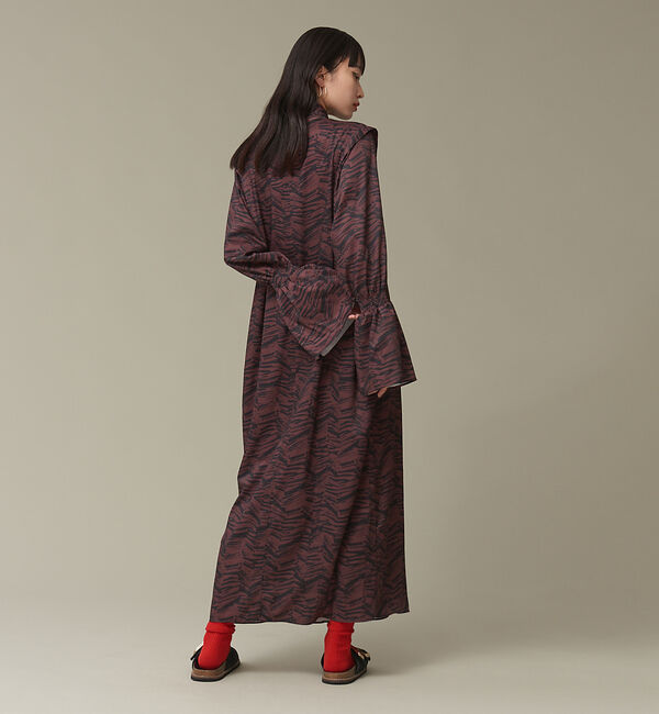 NOMINE「オリジナルプリントギャザースリーブマキシワンピース」|ワンピース|