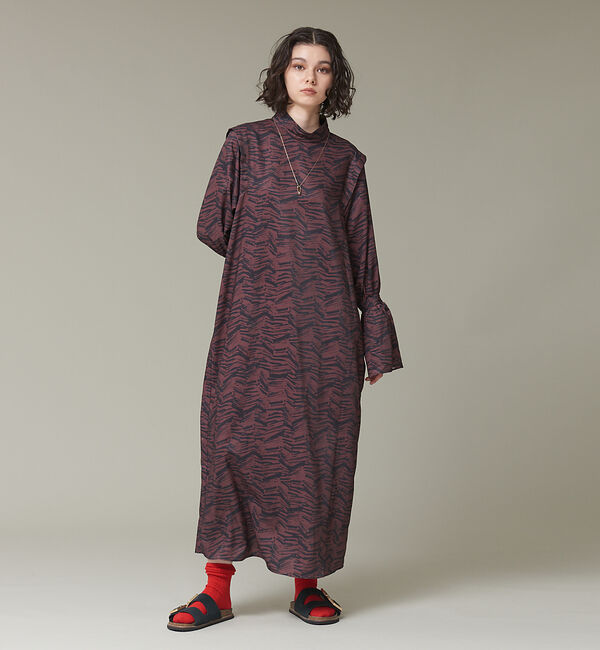 NOMINE「オリジナルプリントギャザースリーブマキシワンピース」|ワンピース|