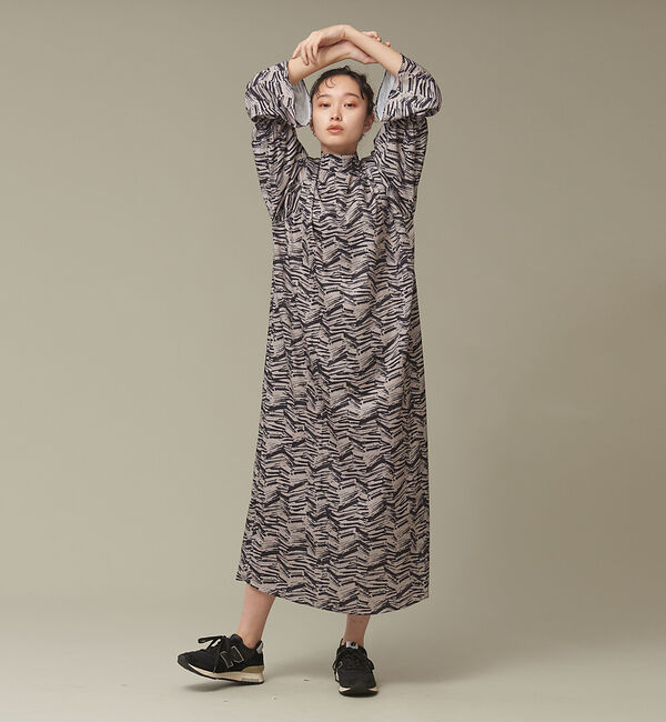 NOMINE「オリジナルプリントギャザースリーブマキシワンピース」|ワンピース|