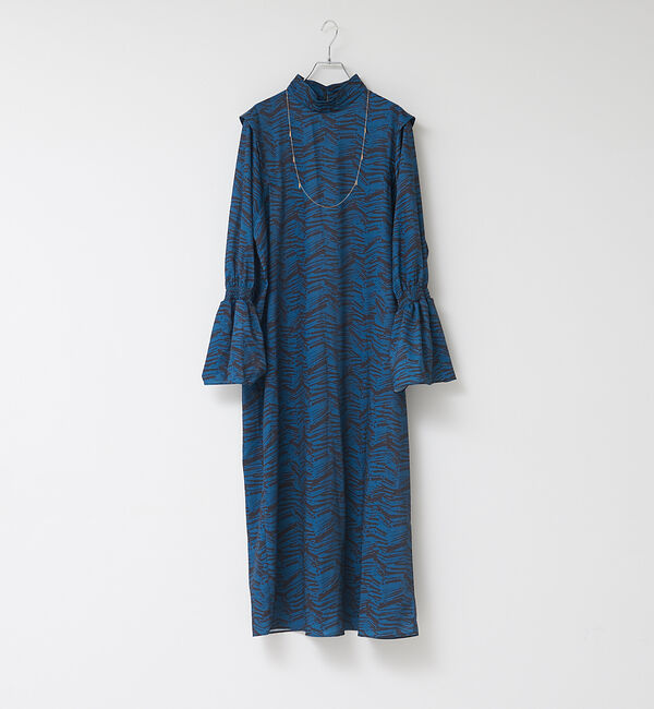 NOMINE「オリジナルプリントギャザースリーブマキシワンピース」|ワンピース|グリーン