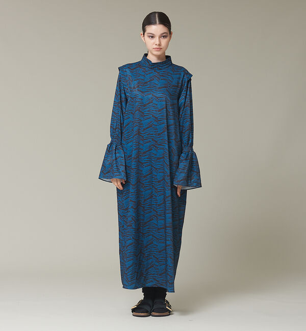 NOMINE「オリジナルプリントギャザースリーブマキシワンピース」|ワンピース|