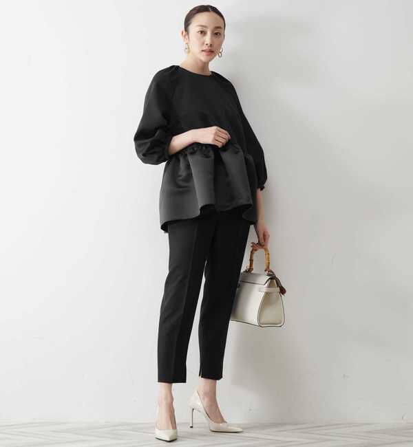 TIARA「サテン切り替えペプラムブラウス」|シャツ・ブラウス|