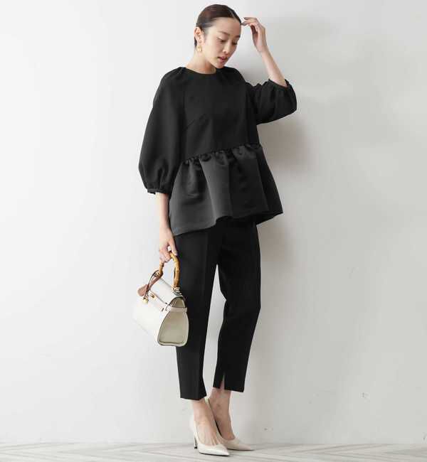 TIARA「サテン切り替えペプラムブラウス」|シャツ・ブラウス|