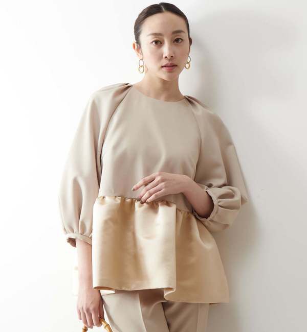 TIARA「サテン切り替えペプラムブラウス」|シャツ・ブラウス|