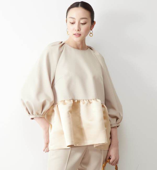 TIARA「サテン切り替えペプラムブラウス」|シャツ・ブラウス|