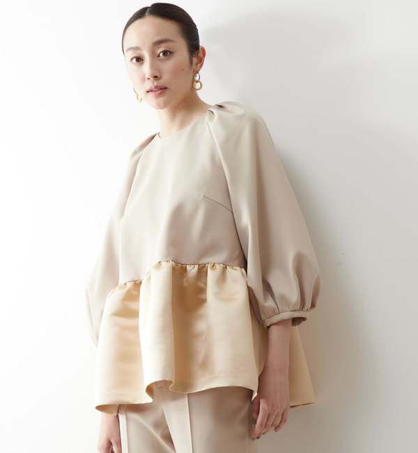 TIARA「サテン切り替えペプラムブラウス」|シャツ・ブラウス|