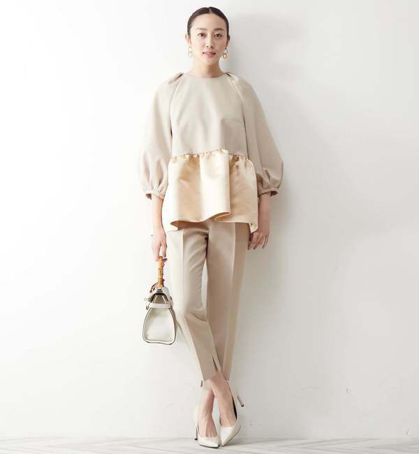 TIARA「サテン切り替えペプラムブラウス」|シャツ・ブラウス|