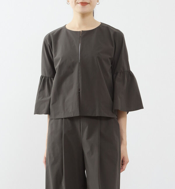 TIARA「《定番》ベルスリーブブラウスジャケット（セットアップ可）」|シャツ・ブラウス|チャコールグレー