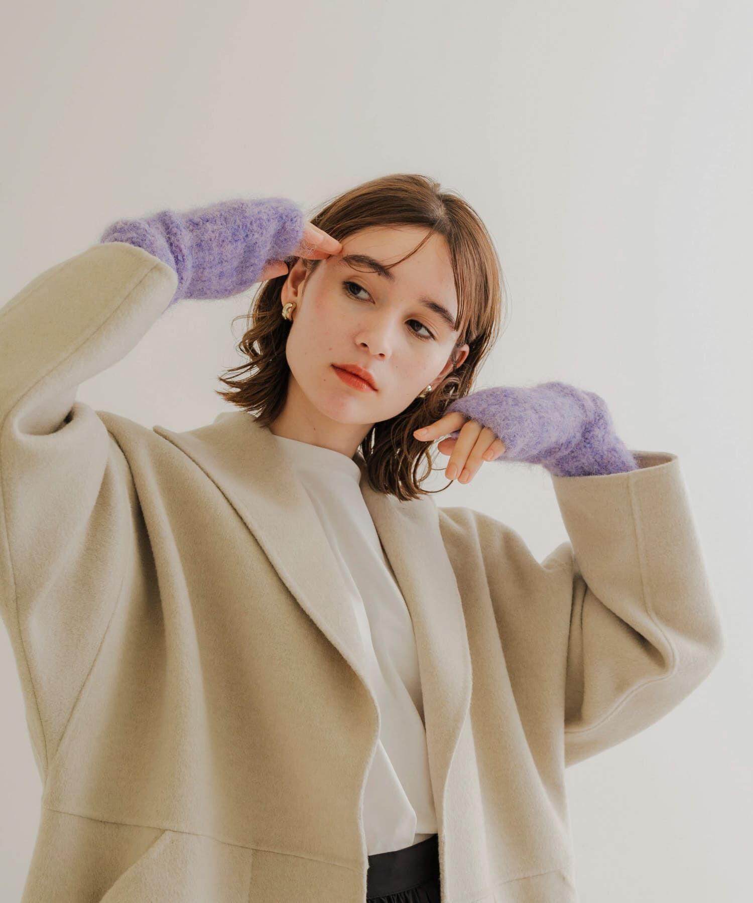 SMELLY「ミックスヤーンアームウォーマー」|手袋|