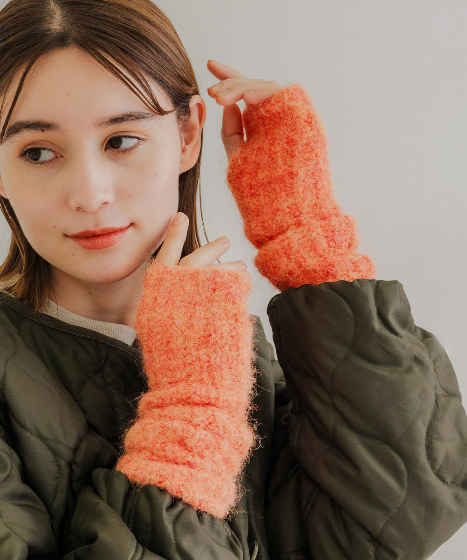 SMELLY「ミックスヤーンアームウォーマー」|手袋|