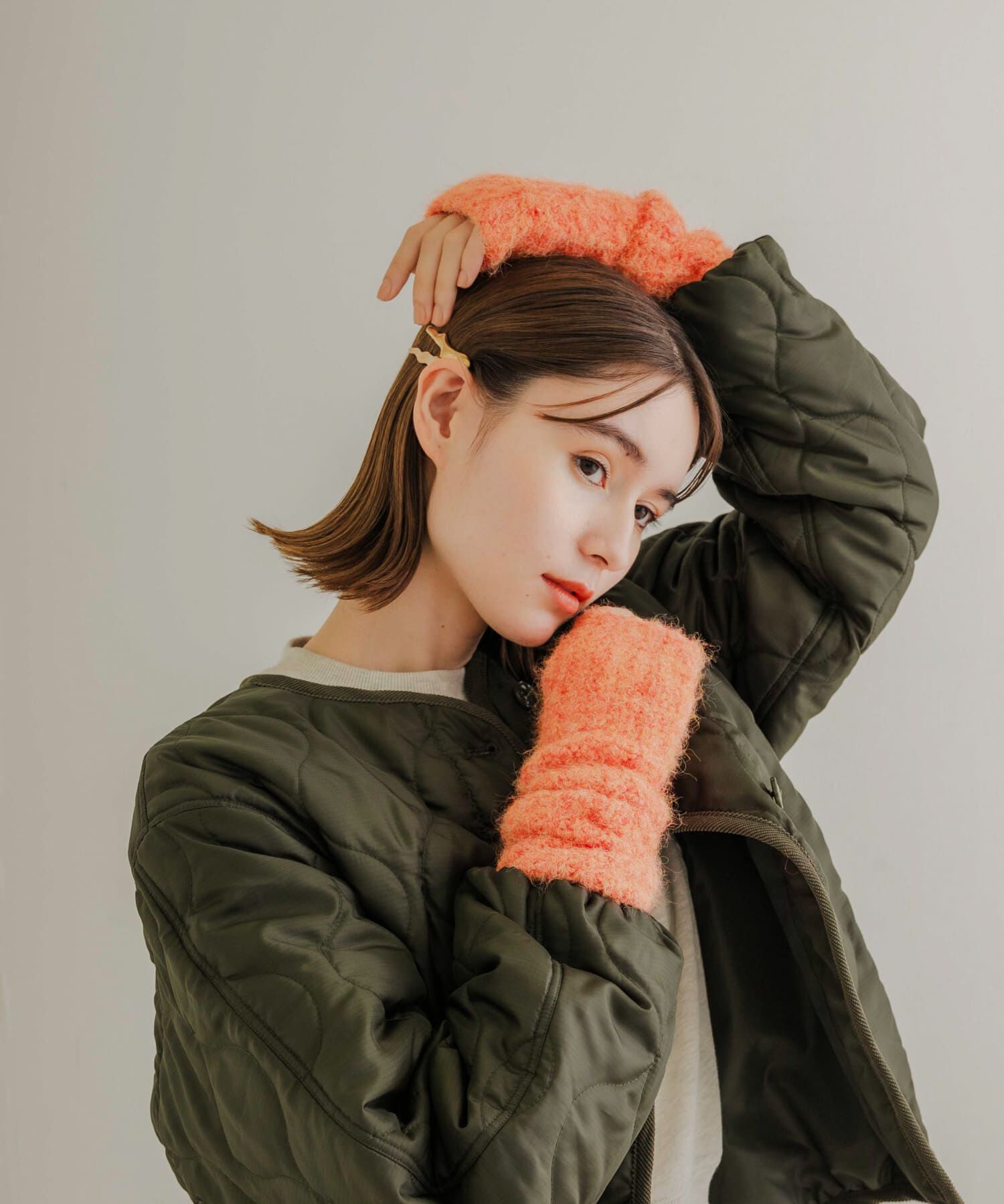 SMELLY「ミックスヤーンアームウォーマー」|手袋|