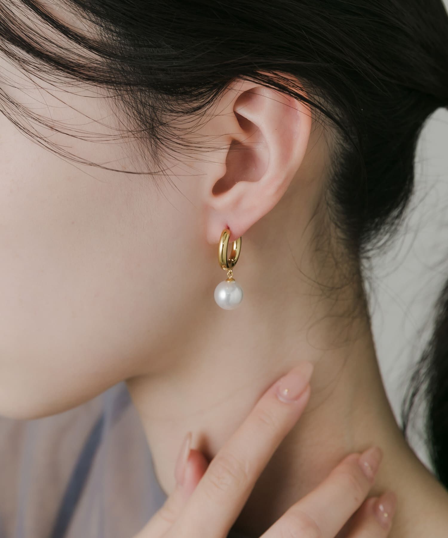 SMELLY「ステンレスパールドロップピアス」|ピアス|