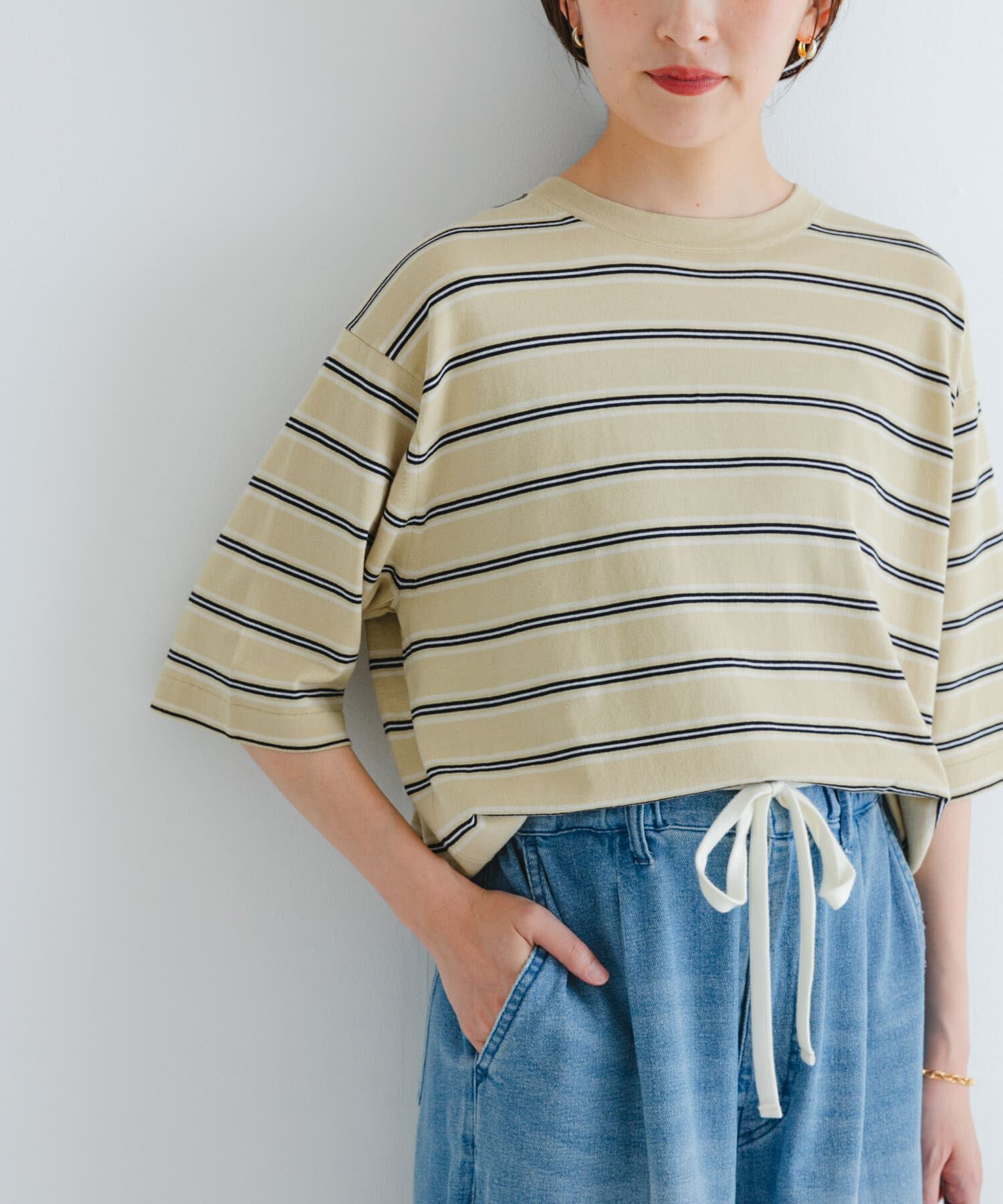 URBAN RESEARCH「new basic　マルチボーダーニットTシャツ」|Tシャツ・カットソー|ベージュ