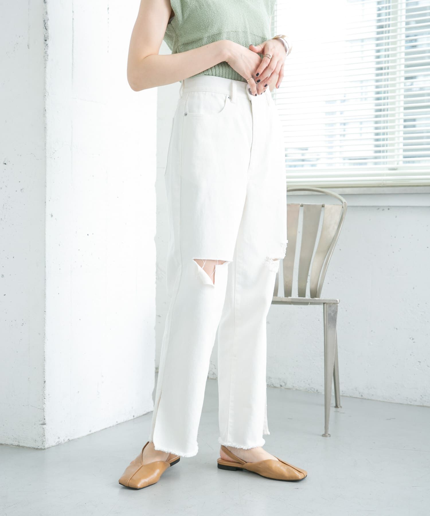  「リメイクダメージスリットデニム」|デニム|