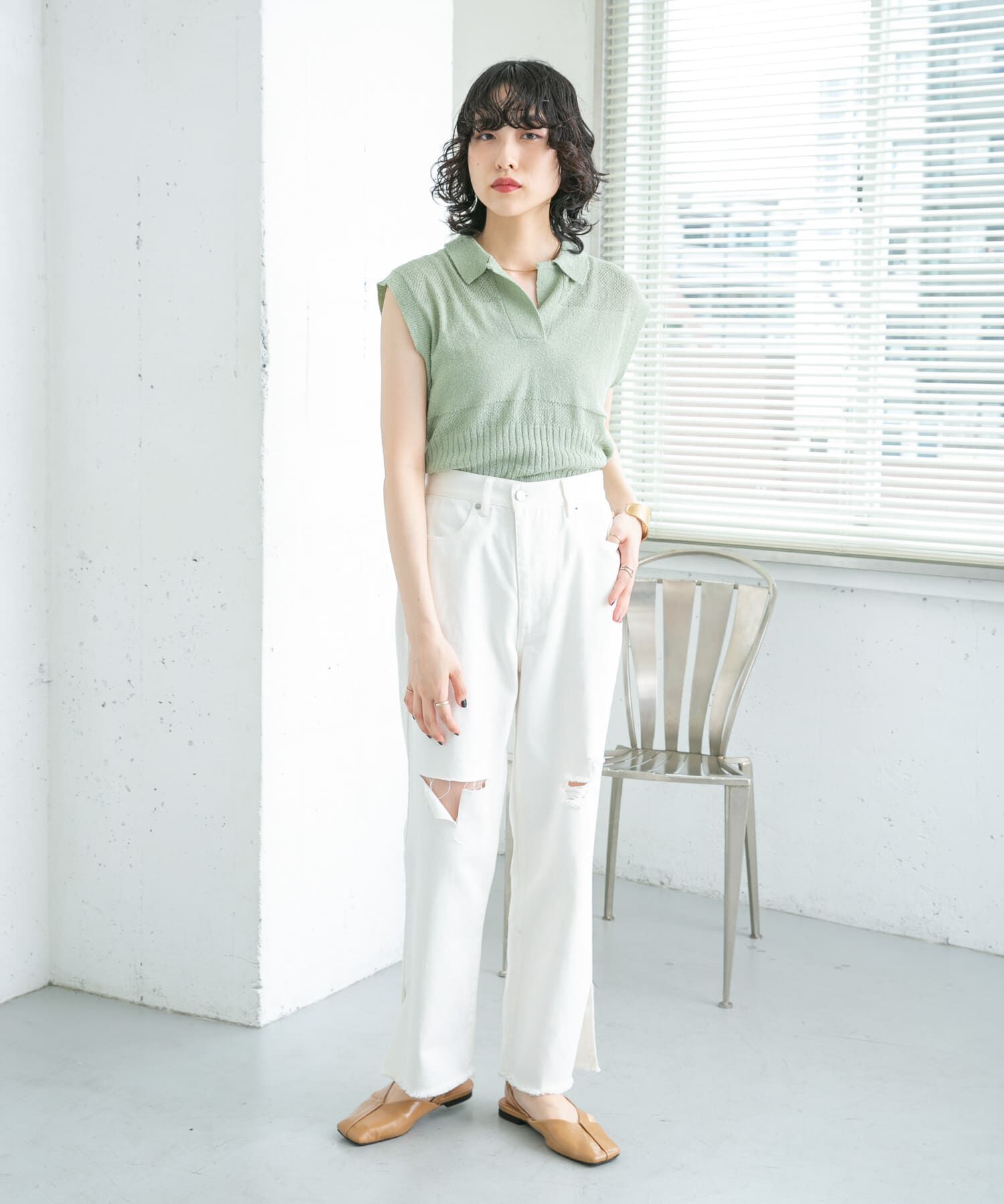  「リメイクダメージスリットデニム」|デニム|