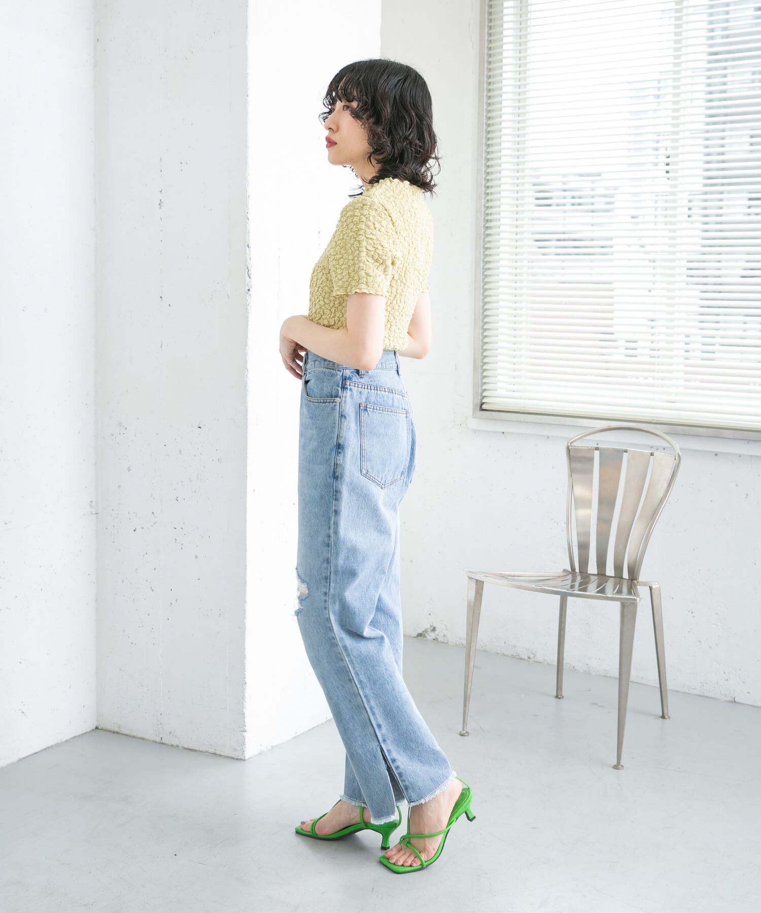  「リメイクダメージスリットデニム」|デニム|