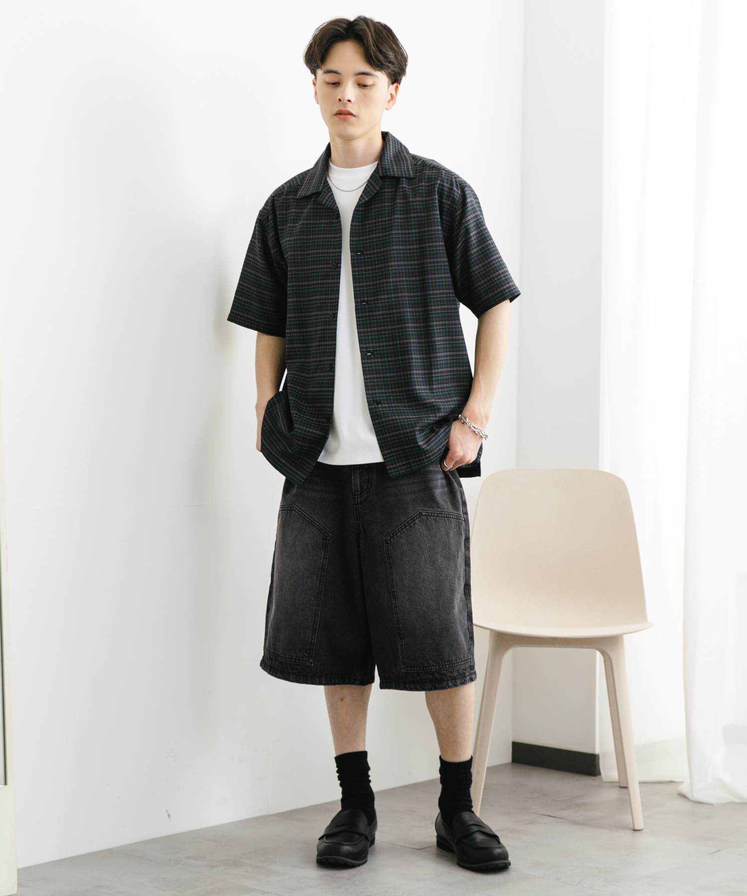 SENSE OF PLACE by URBAN RESEARCH「チェックオープンカラーショートスリーブシャツ」|シャツ・ブラウス|