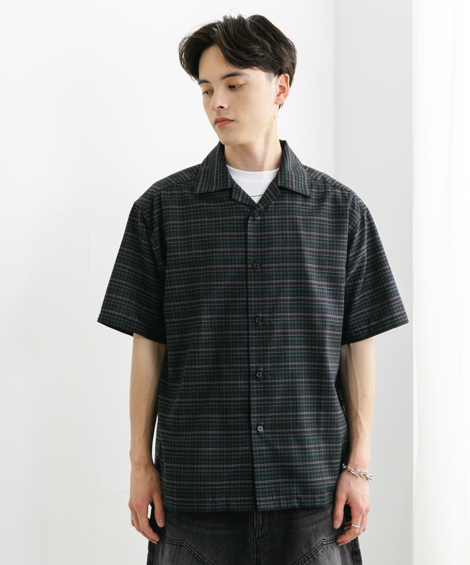 SENSE OF PLACE by URBAN RESEARCH「チェックオープンカラーショートスリーブシャツ」|シャツ・ブラウス|
