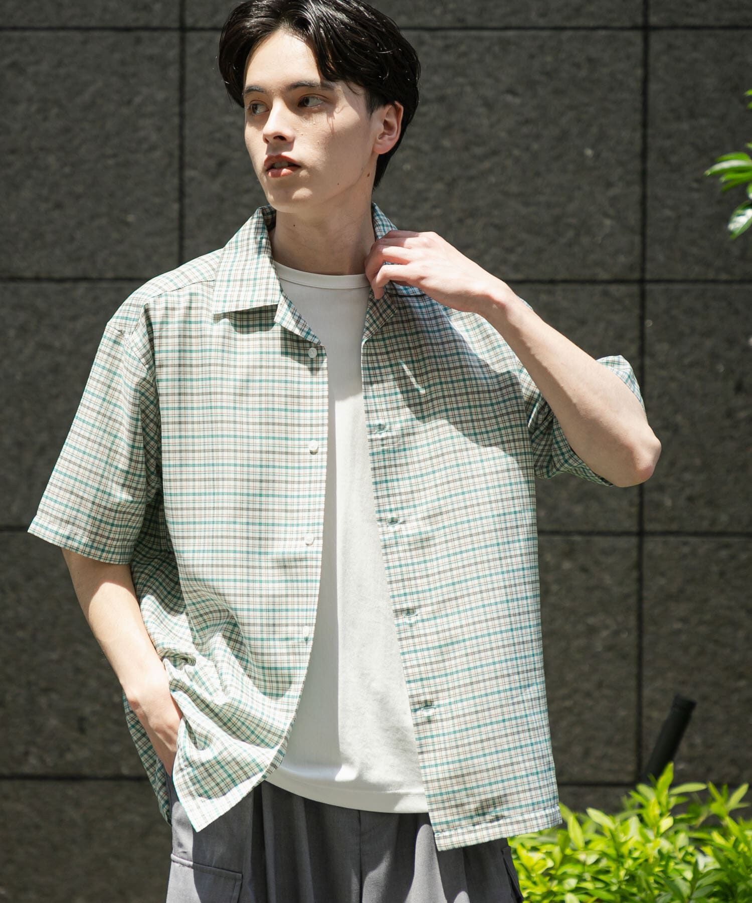 SENSE OF PLACE by URBAN RESEARCH「チェックオープンカラーショートスリーブシャツ」|シャツ・ブラウス|