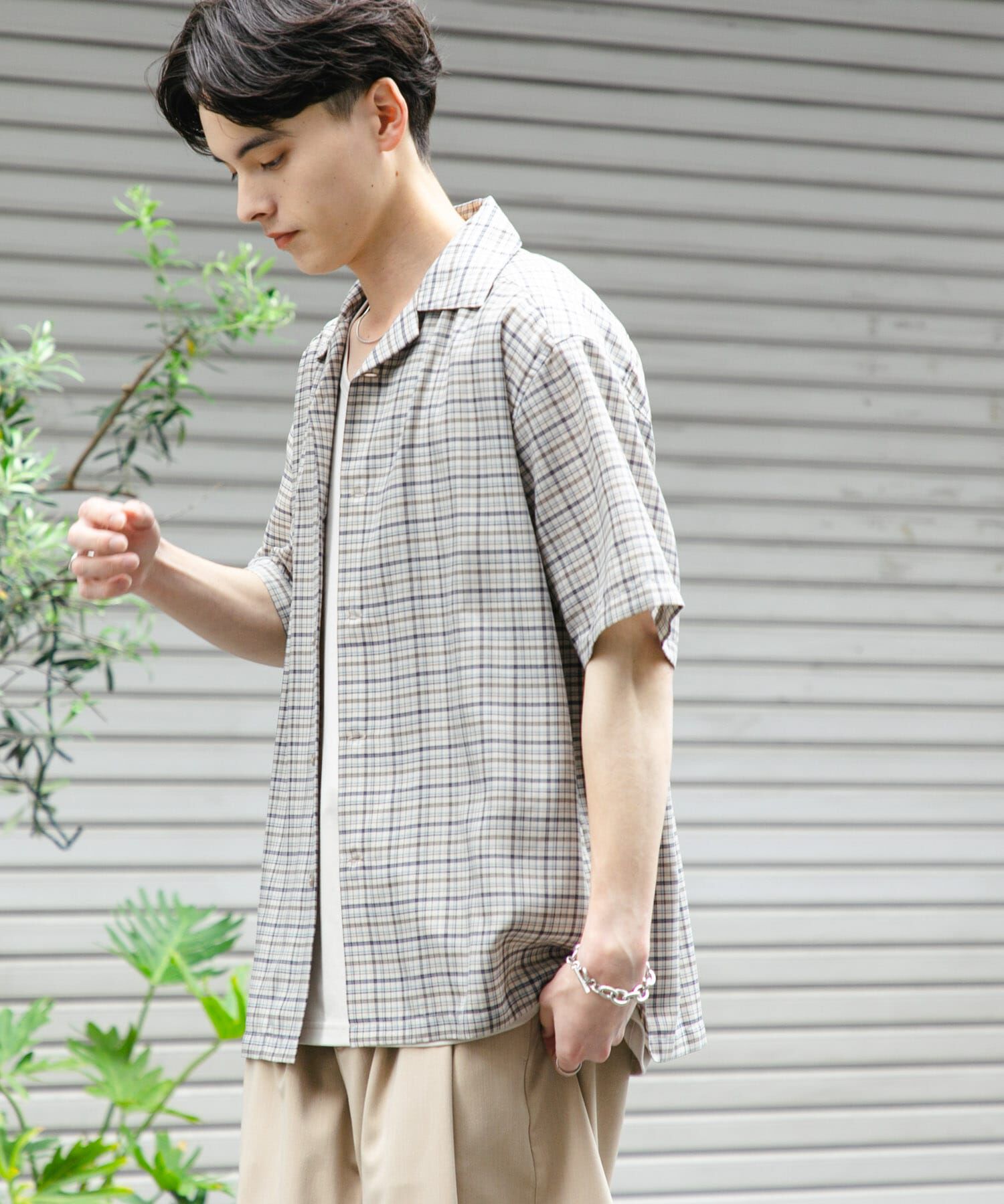 SENSE OF PLACE by URBAN RESEARCH「チェックオープンカラーショートスリーブシャツ」|シャツ・ブラウス|