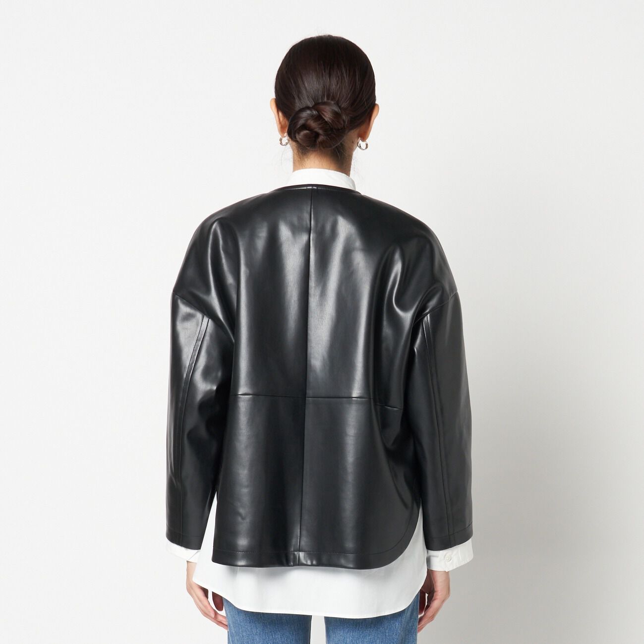 HELIOPOLE「HELIOPOLE SYNTHETIC MATERIAL NO-COLLAR JACKET」|デニムジャケット|