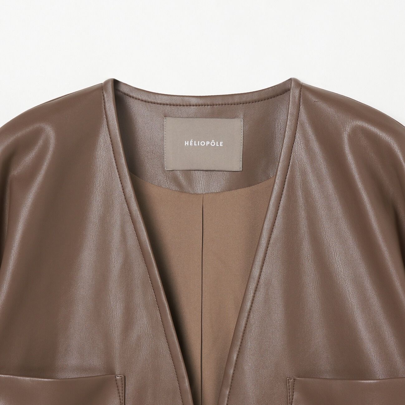 HELIOPOLE「HELIOPOLE SYNTHETIC MATERIAL NO-COLLAR JACKET」|デニムジャケット|