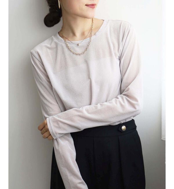 le.coeur blanc「《手洗い可能》ベロアロングスリーブTシャツ」|Tシャツ・カットソー|アイボリー