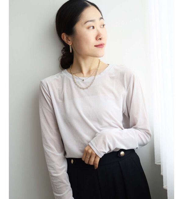 le.coeur blanc「《手洗い可能》ベロアロングスリーブTシャツ」|Tシャツ・カットソー|