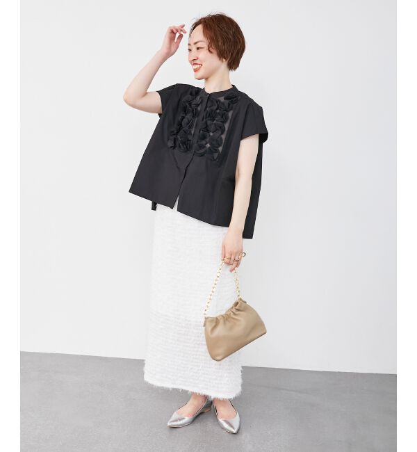  「《手洗い可能》TORRAZZO DONNAフラワーモチーフフレンチスリーブ」|シャツ・ブラウス|