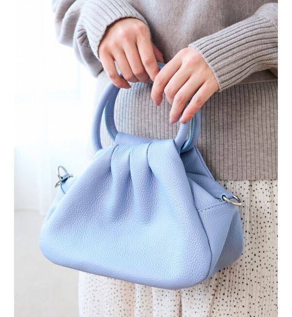  「MILLELA FIRENZE ギャザーハンドルバッグ」|ハンドバッグ|サックス