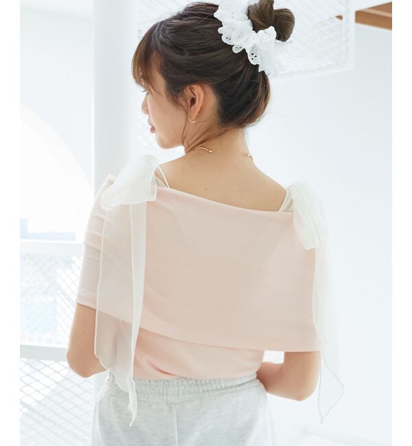  「肩リボンオフショルカットトップス」|Tシャツ・カットソー|