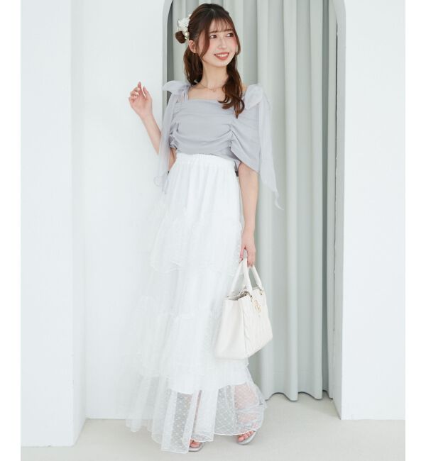  「肩リボンオフショルカットトップス」|Tシャツ・カットソー|