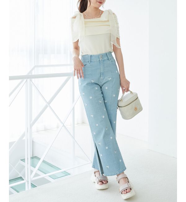  「肩リボンオフショルカットトップス」|Tシャツ・カットソー|