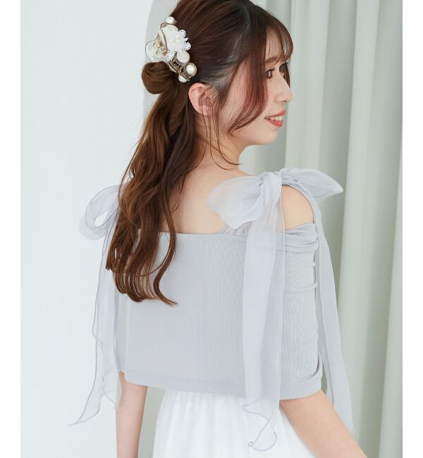  「肩リボンオフショルカットトップス」|Tシャツ・カットソー|