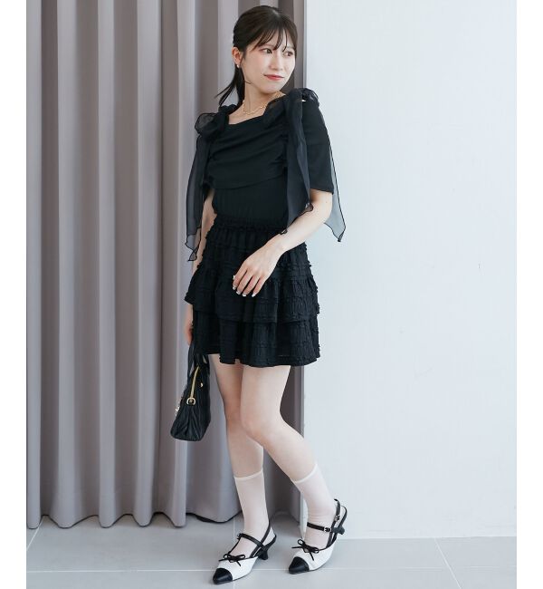  「肩リボンオフショルカットトップス」|Tシャツ・カットソー|