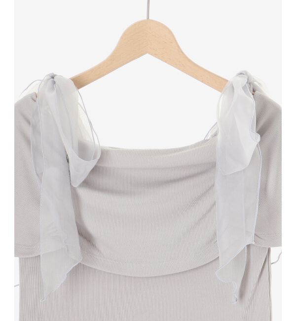  「肩リボンオフショルカットトップス」|Tシャツ・カットソー|