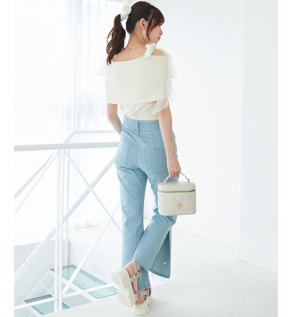  「肩リボンオフショルカットトップス」|Tシャツ・カットソー|