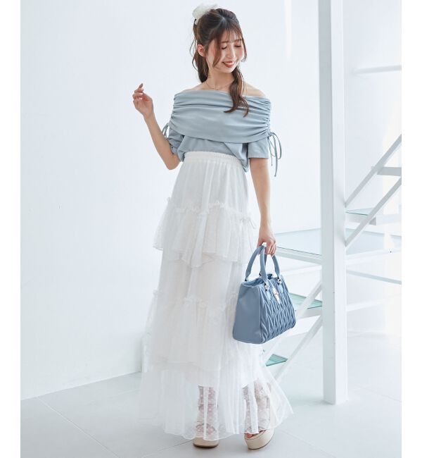  「サイドドロストオフショルカットトップス」|Tシャツ・カットソー|