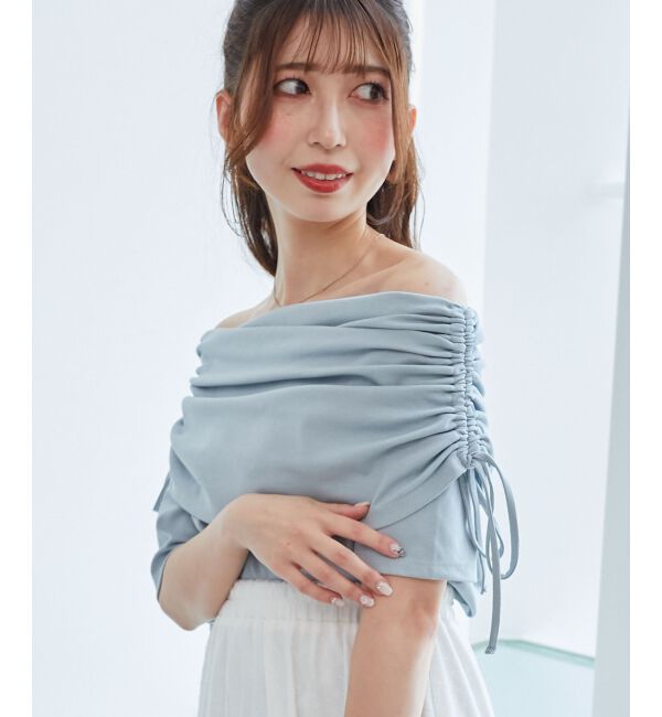  「サイドドロストオフショルカットトップス」|Tシャツ・カットソー|