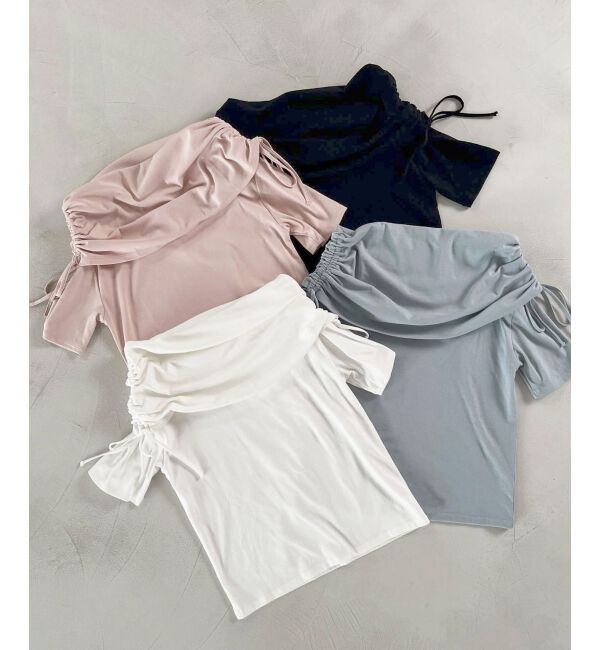  「サイドドロストオフショルカットトップス」|Tシャツ・カットソー|