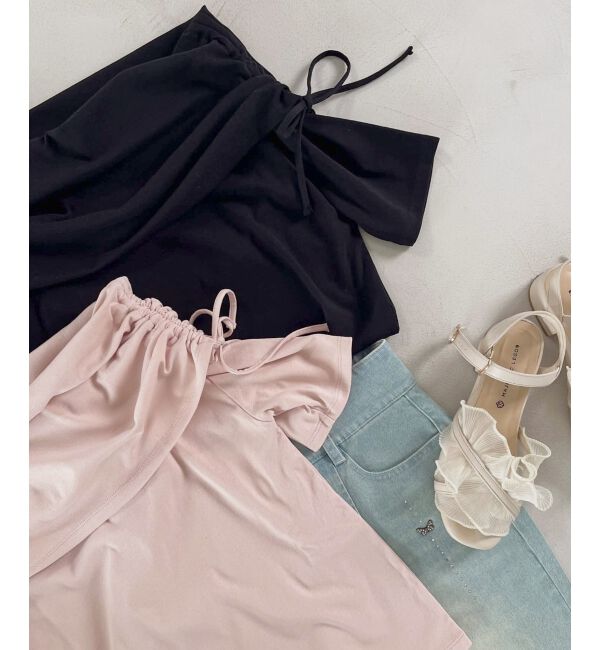  「サイドドロストオフショルカットトップス」|Tシャツ・カットソー|