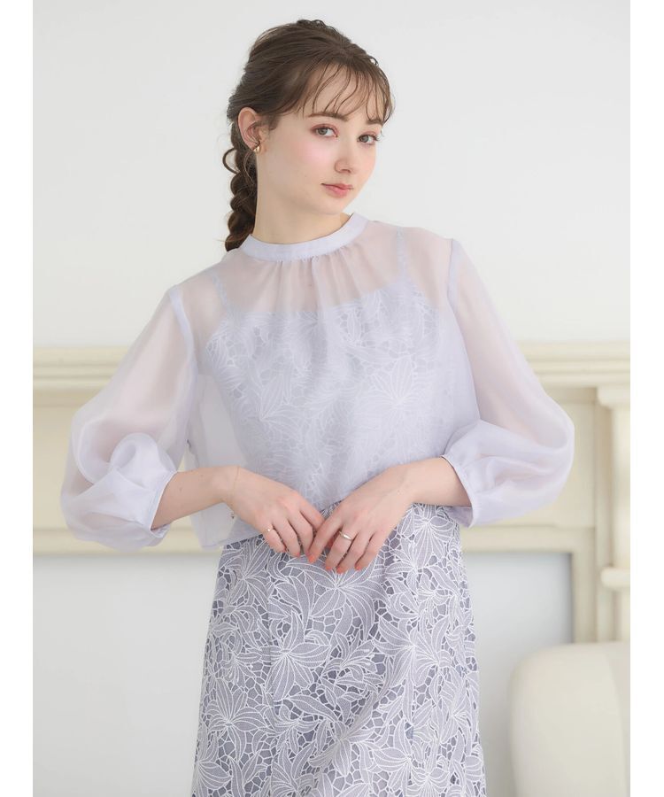 earth music&ecology「SET2点　シアーブラウス+レースキャミワンピース」|ワンピース|