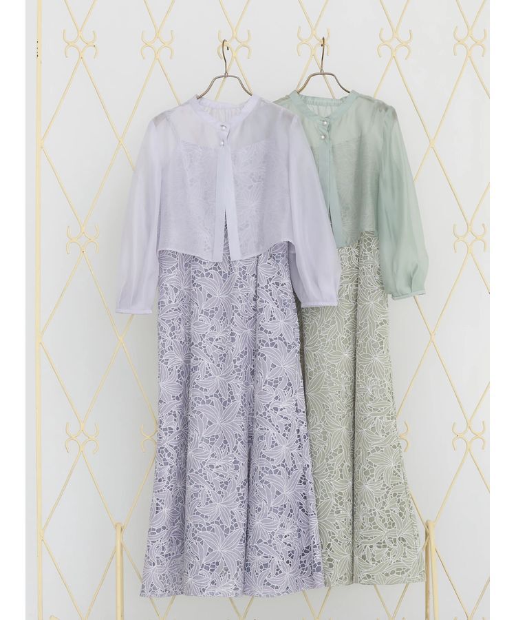 earth music&ecology「SET2点　シアーブラウス+レースキャミワンピース」|ワンピース|