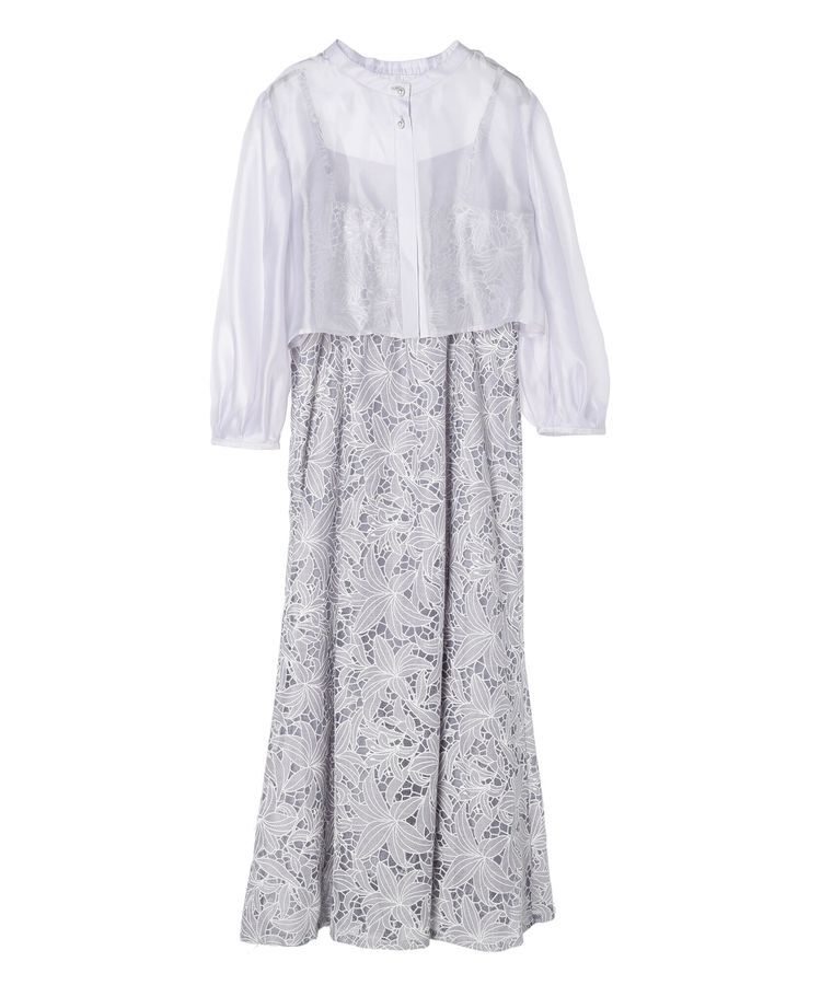 earth music&ecology「SET2点　シアーブラウス+レースキャミワンピース」|ワンピース|